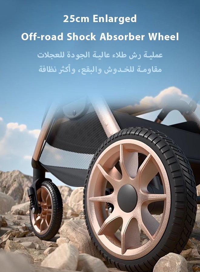 كيديليو عربة أطفال فاخرة قابلة للعكس، أوضاع تحويل 3 في 1، امتصاص صدمات متقدم، سرير أطفال قابل للإمالة بالكامل - Image 3